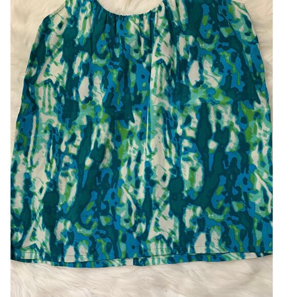 Tucker 100% silk watercolor green and blue cami size small - Picture 3 of 9